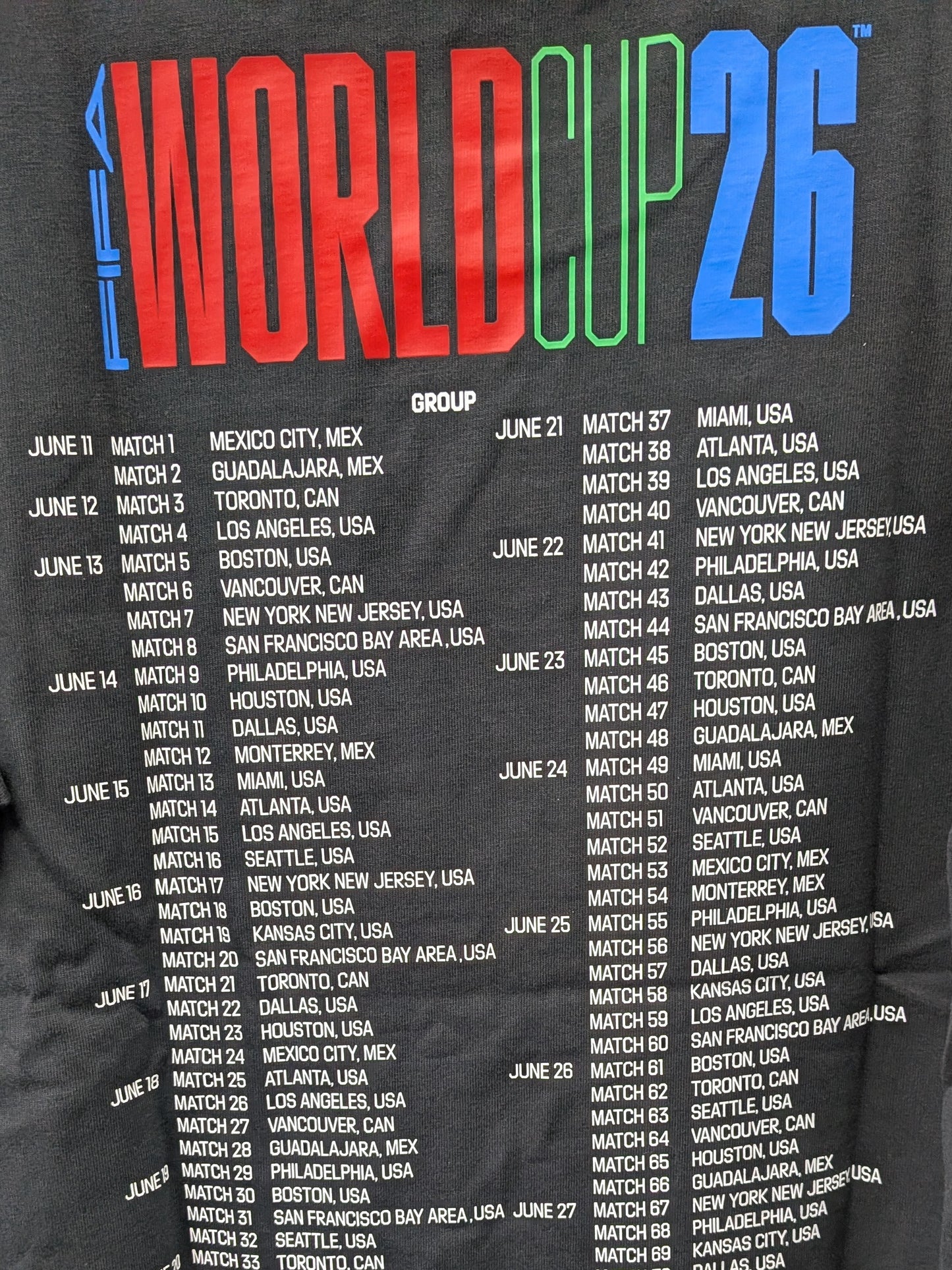 Men's 2026 World Cup TOUR T-Shirt 1 BLACK