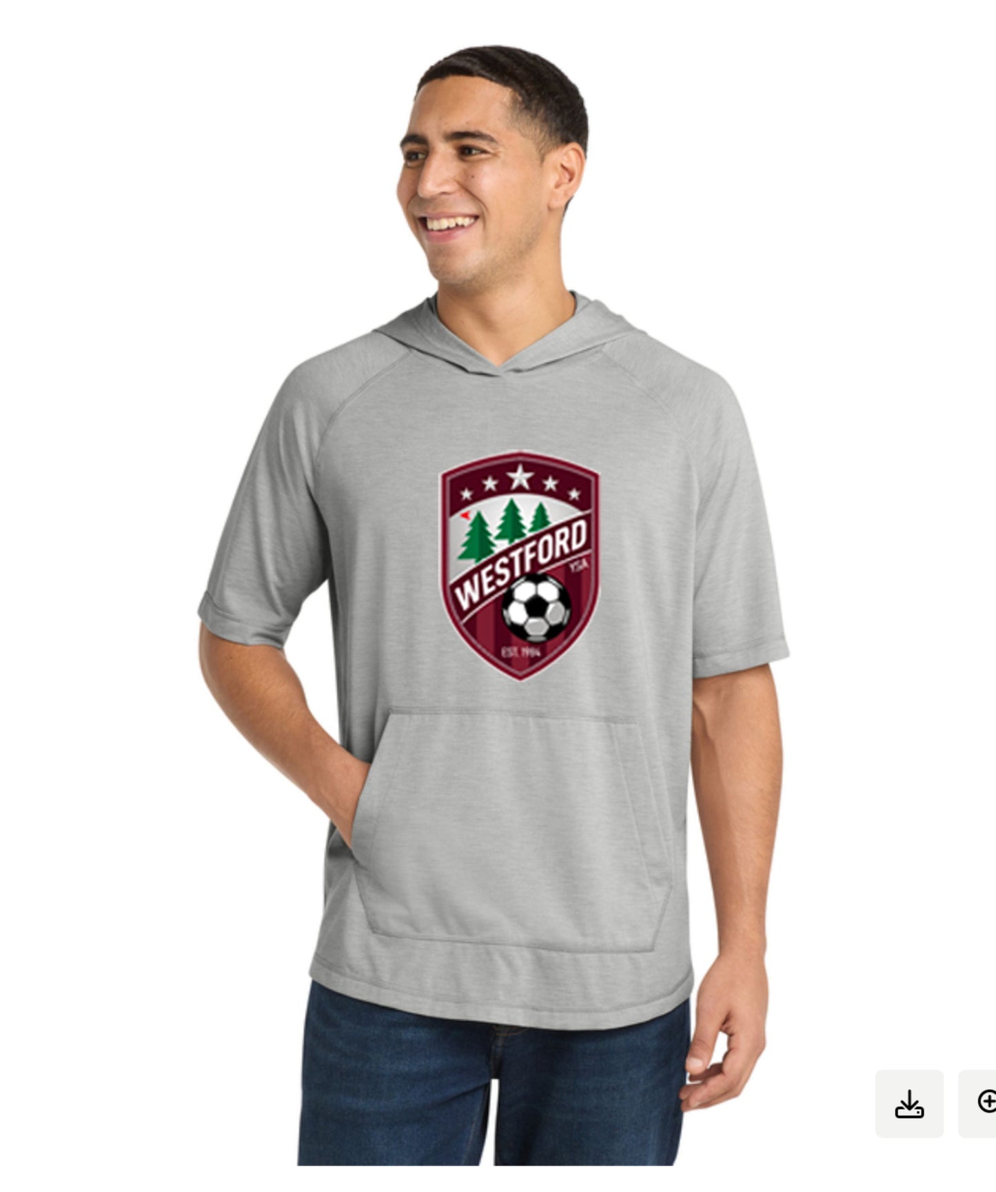 Westford Youth Soccer Tri-Blend Wicking Short Sleeve Hoodie