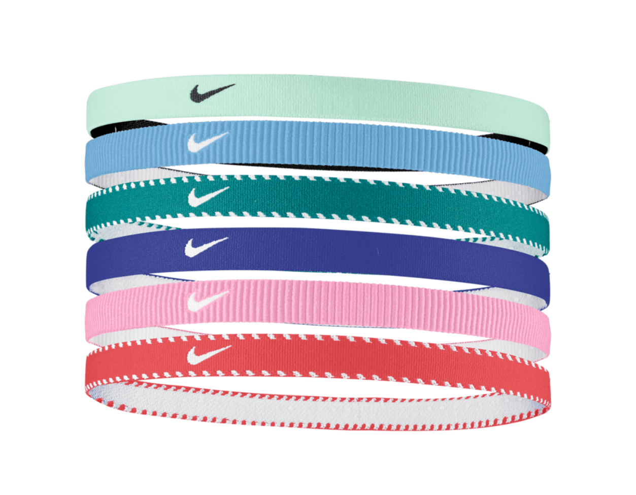 YOUTH SIZE NIKE Y FLEX CLASSIC HEADBANDS 6PK ARTIC GREEN/BRIGHT SPRUCE/BLACK