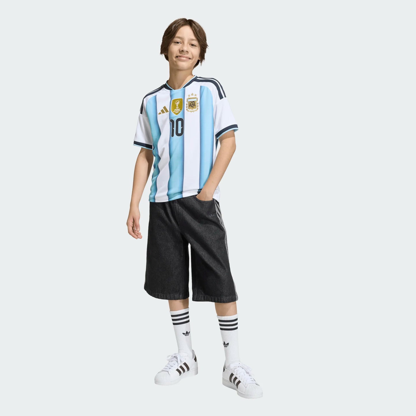 YOUTH 2026 World Cup Argentina Home Messi Jersey AFA H 10 Y D WHITE/ICEBLU/LTBLUE